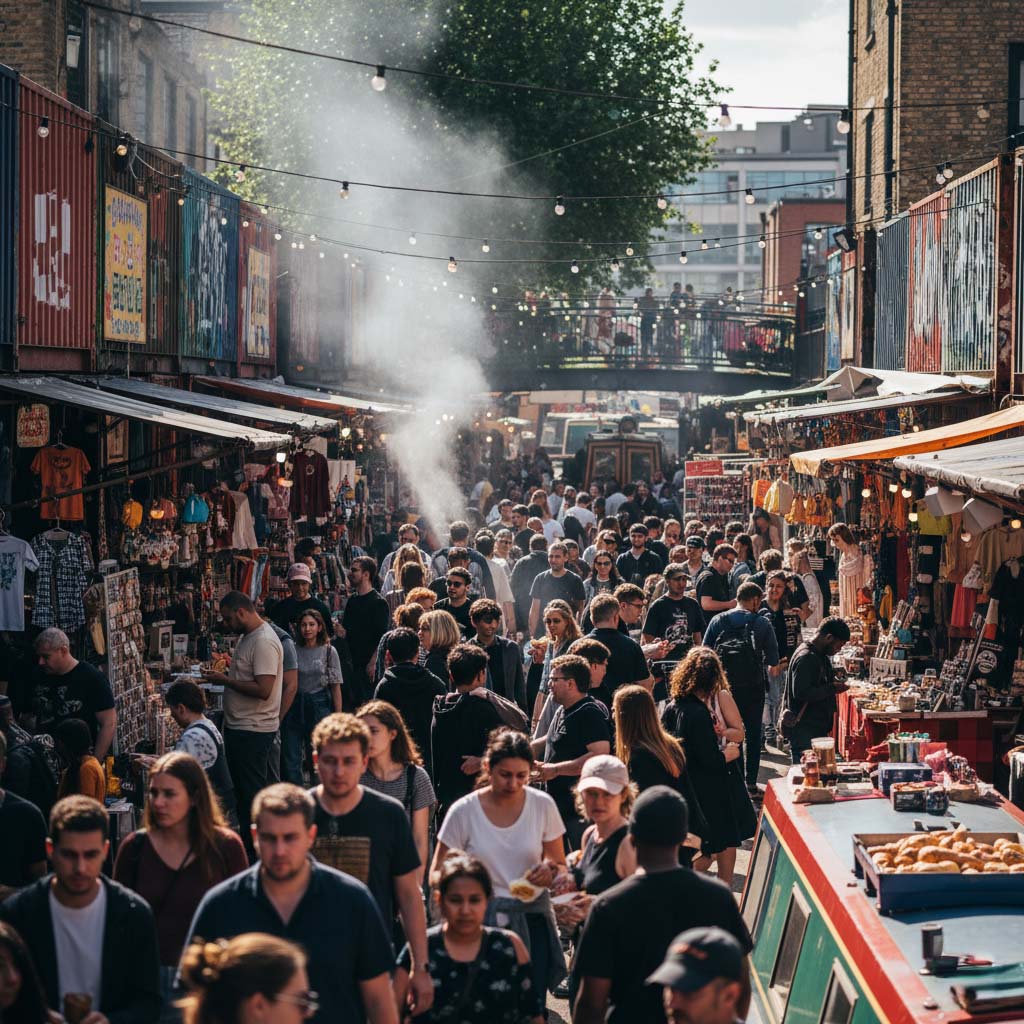 A busy street scene at Camden Market