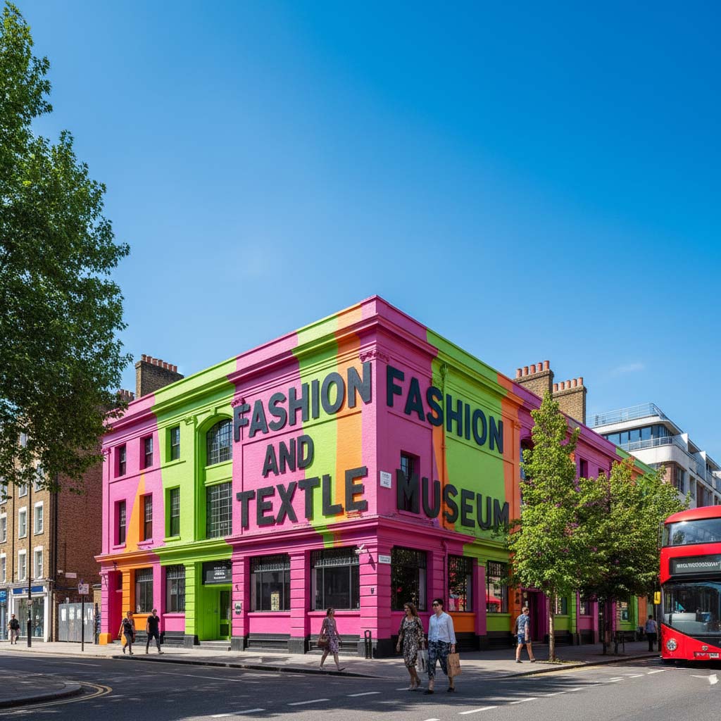 The colourful exterior of the Fashion and Textile Museum in Bermondsey, London
