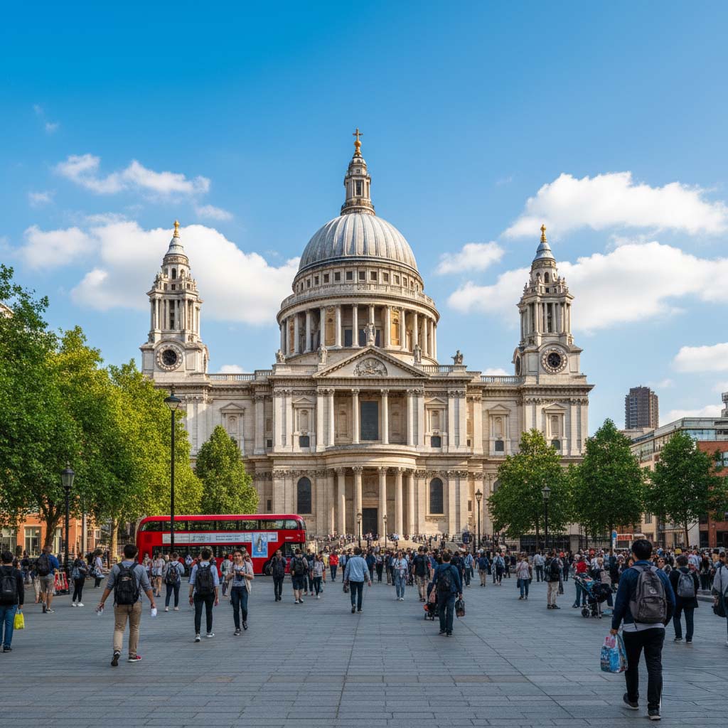 A grand view of St. Paul's Cathedral in London