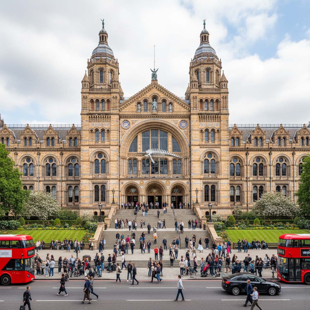 The grand entrance hall of the Natural History Museum